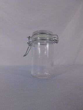 Clear Glass Airtight Storage Jar With Snap Lid 7 Oz Cylinder Reusable Modern
